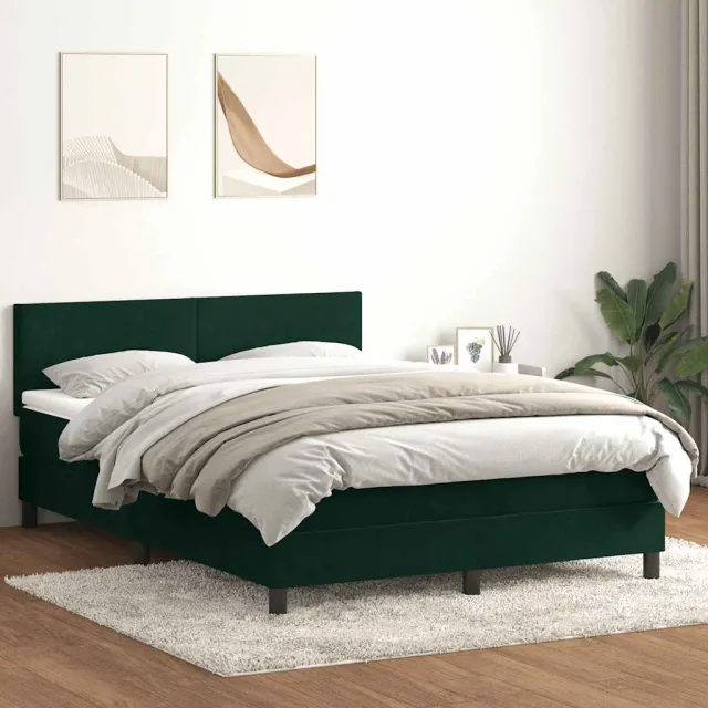 vidaXL Boxspring met matras fluweel donkergroen 160x220 cm groen