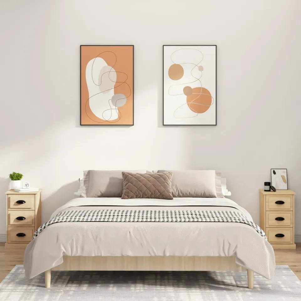 vidaXL Nachtkastje 39x39x67 cm bewerkt hout sonoma eikenkleurig, foto 3