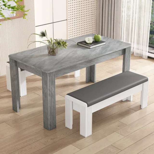 REDOM Eettafel - Rechthoekig - Vier Poten - Moderne Stijl - Spaanplaat - Grijs