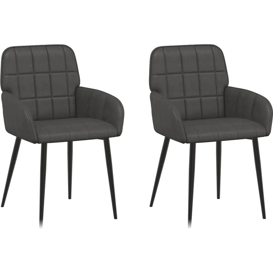 vidaXL Eettafelstoelen 2 st Kunstleer Zwart 56,5 x 50 x 85 cm, foto 3