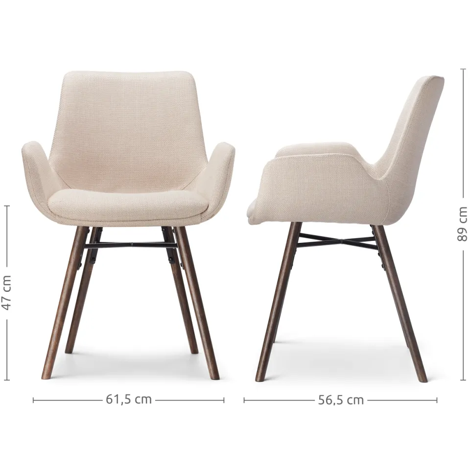 Nolon Nena-Eef eetkamerstoel beige - walnoot houten onderstel, foto 3