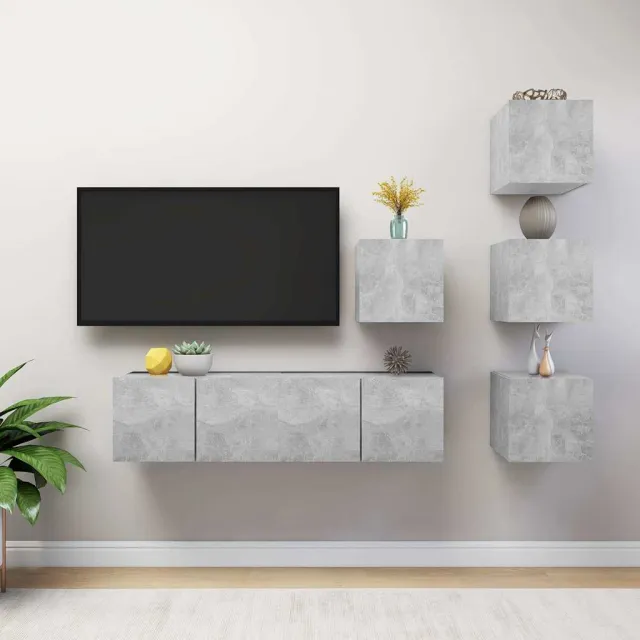 vidaXL 6-delige Tv-meubelset bewerkt hout betongrijs grijs, foto 2