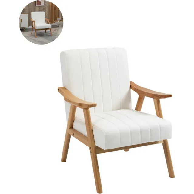 GranMaison Fauteuil - Relaxzetel - Relaxstoel - Relaxfauteuil - Stoel - Met armleuning - Voor één Persoon - 68B x 74D x 82H cm - Crème Creme