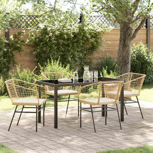 vidaXL Tuin eettafelset 5 st Bruin poly rattan, foto 2