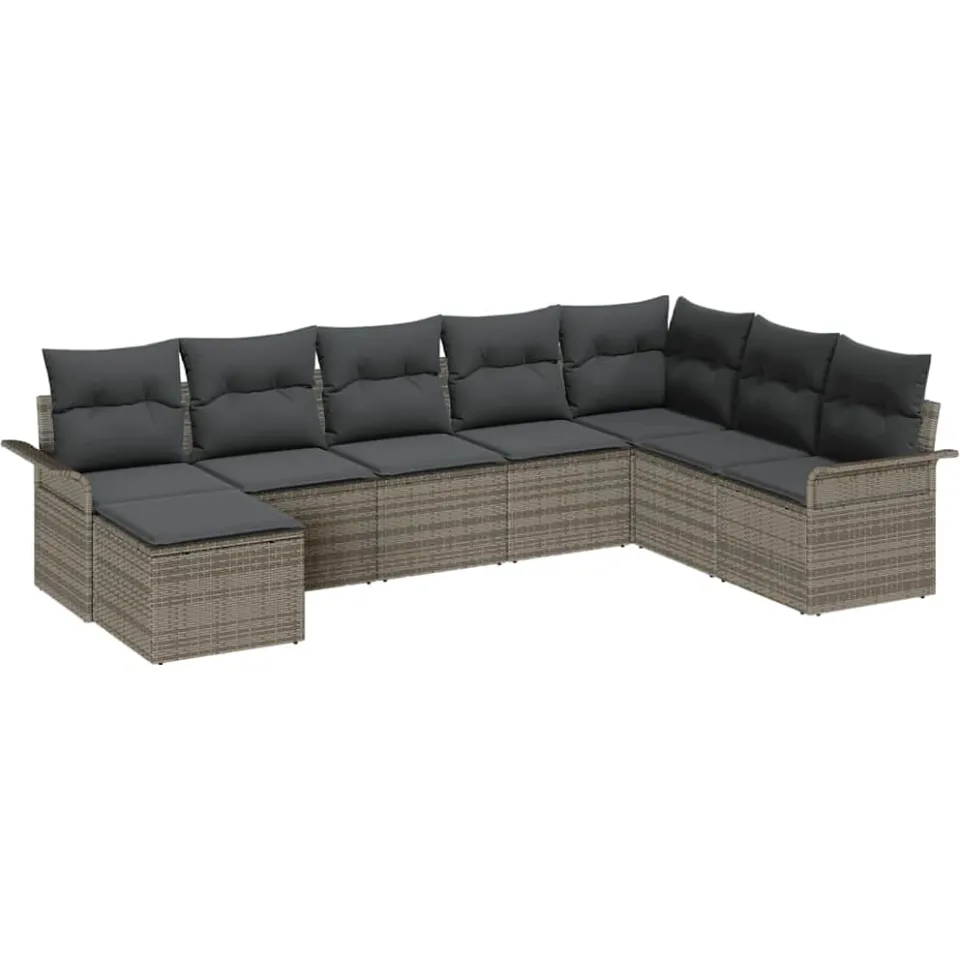 vidaXL Tuin Sofa Set 8 st Grijs Poly riet