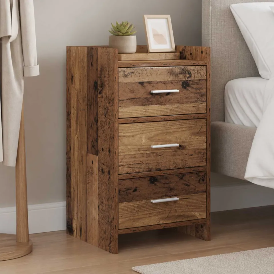 vidaXL Nachtkastjes Oud hout 40 x 36 x 70 cm Bewerkt hout bruin, foto 3