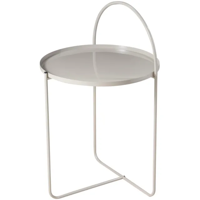 Excellent Houseware bijzettafel Deco Metal - licht beige - rond - H65 x D40 cm - metaal - koffietafel - koffietafel - banktafeltje