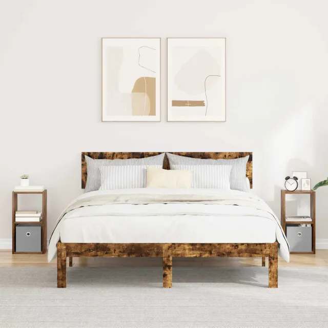 vidaXL Nachtkastje 2 st Gerookt eiken 25,5 x 22 x 49,5 cm Bewerkt hout, foto 2
