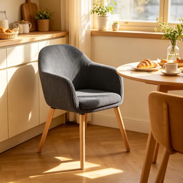 Welltin Eetkamerstoel - Keukenstoel - Woonkamerstoel - Make-up Stoel - Werkstoel - Kantoorstoel - Comfortabele Zitstoel - Ergonomische Rugleuning - Stijlvolle Stoel voor Thuis, Kantoor en Woonruimte - Grijs
