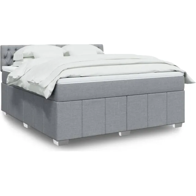 vidaXL Boxspring met matras stof lichtgrijs 180x200 cm grijs