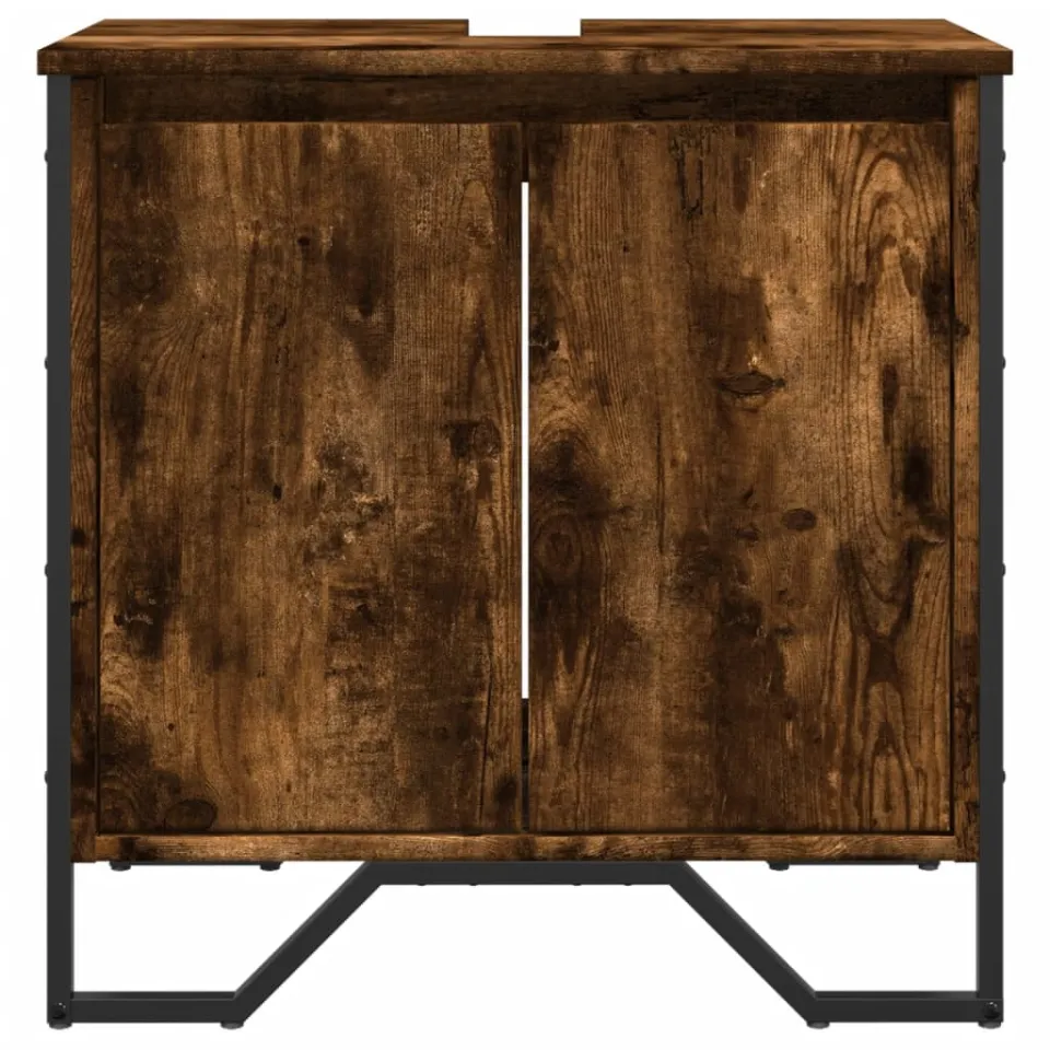 vidaXL Wastafelkast 60x35x60 cm bewerkt hout gerookt eikenkleurig, foto 4