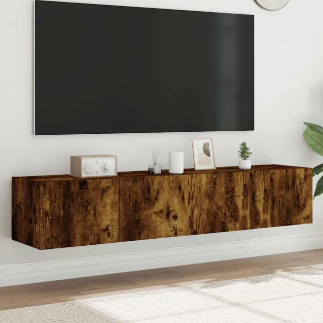 vidaXL Tv-wandmeubels met LED 2 st 80x35x31 cm gerookt eikenkleurig Bruin