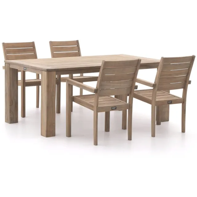 ROUGH Furniture ROUGH-S/ROUGH-X 180cm dining tuinset 5-delig stapelbaar bruin, foto 2