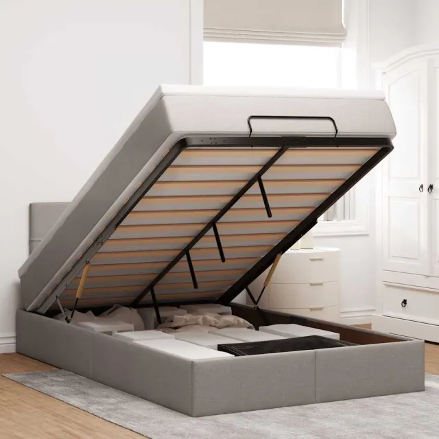 vidaXL Ottoman bed met matras en LED's 120x200cm stof taupe