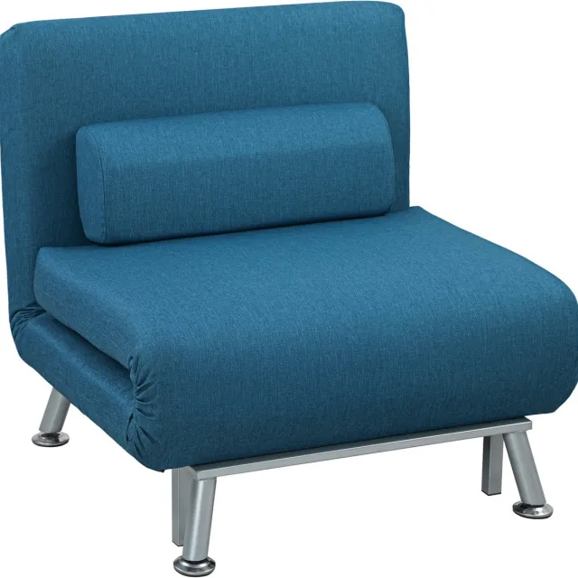 Homona Slaapfauteuil - Met in 5 standen verstelbare rugleuning - Inclusief kussen - 75 x 70 x 75 cm - Blauw