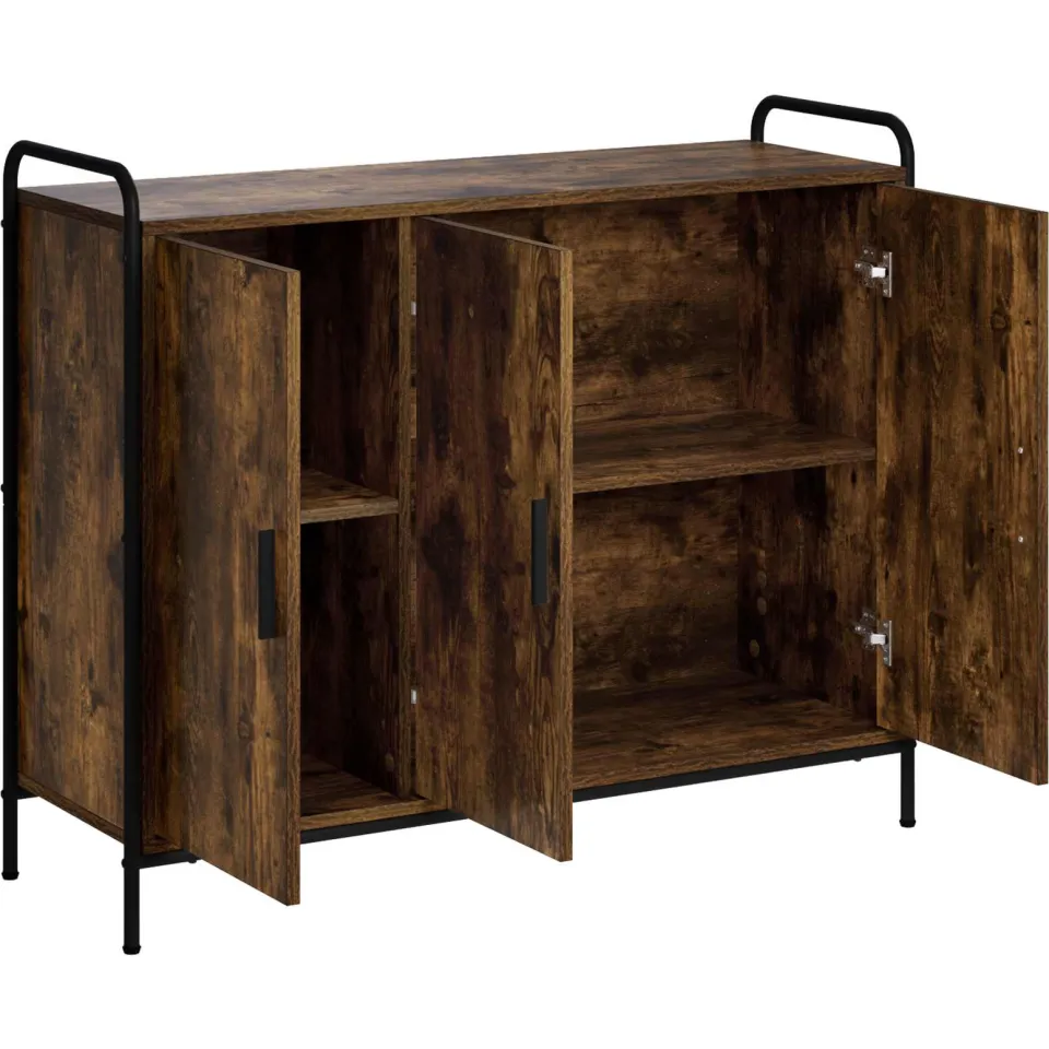vidaXL Dressoir Gerookt eiken 97 x 33 x 81 cm Bewerkt hout Bruin