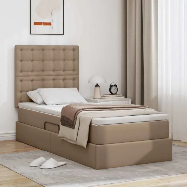 vidaXL Opslag bed Cappuccino 90 x 200 cm Nep Leer Bruin