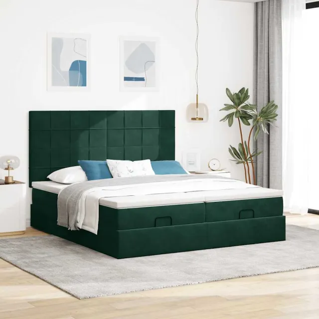 vidaXL Ottoman bed met matrassen en LED's 180x200cm fluweel groen