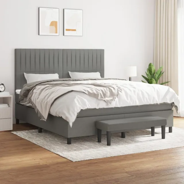 vidaXL Boxspring met matras stof donkergrijs 180x200 cm grijs