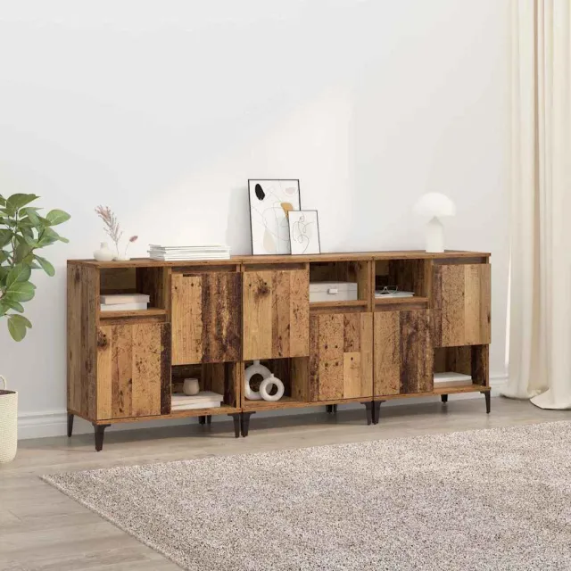vidaXL Dressoirs 3 st Oud Hout 60 x 35 x 70 cm Bewerkt hout bruin, foto 2