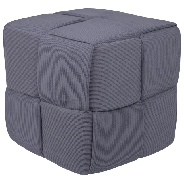 QUVIO Vierkante poef - Corduroy - 35x35 cm - Grijs