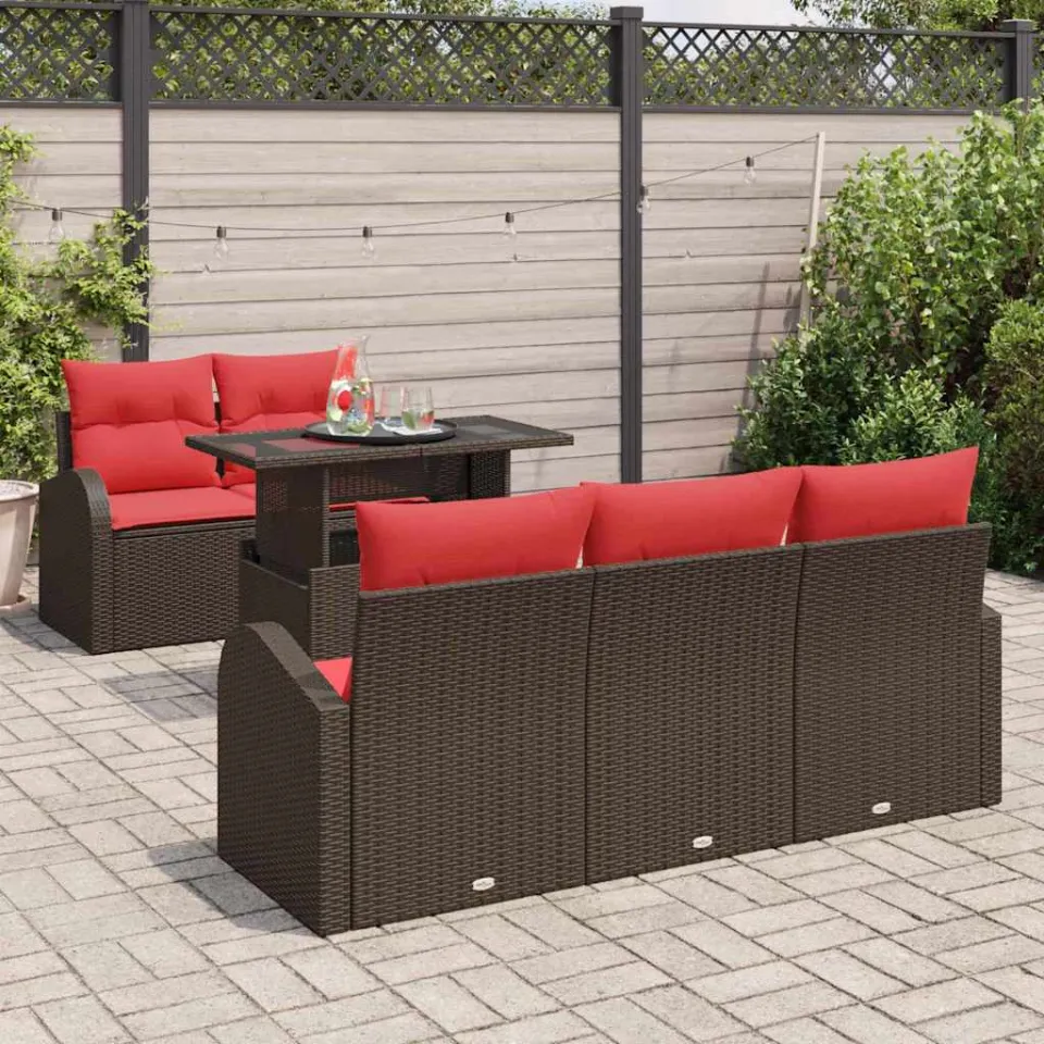 vidaXL Tuin Sofa Set 6 st Bruin poly rattan, foto 3