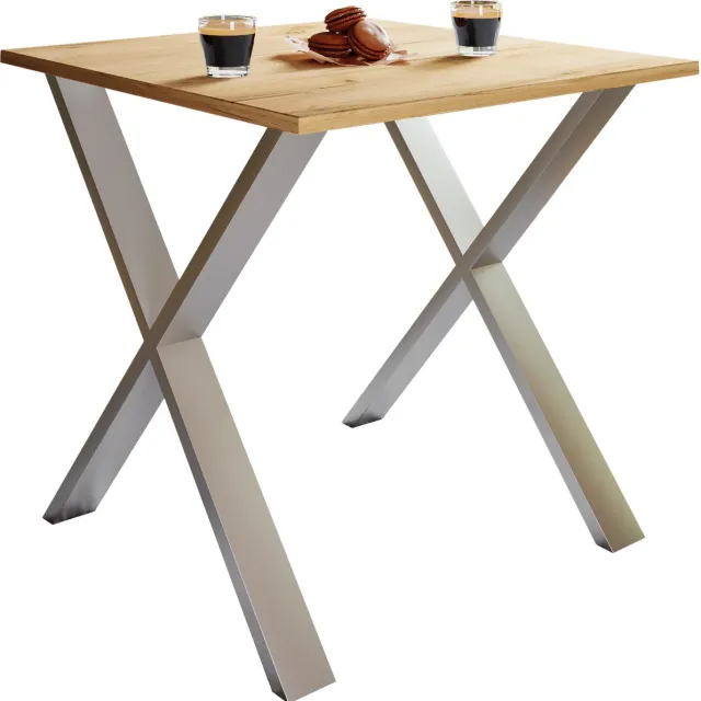 Vcm kleine tafel en stoelen, tafelstoel, eettafel en stoelen, kleine eettafel en stoelen, tafels en stoelen, compacte tafel en stoelen, kleine keukentafel en stoelen, tafel- en stoelset, keukentafels en stoelen, eettafels en stoelen Silber / Honig-Eiche