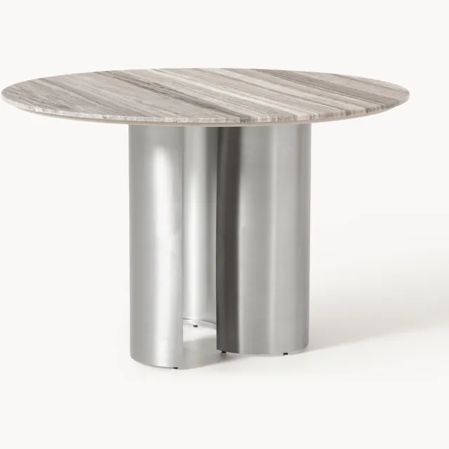 Westwing Collection Ronde eettafel Noam met marmeren tafelblad, in verschillende formaten Beige