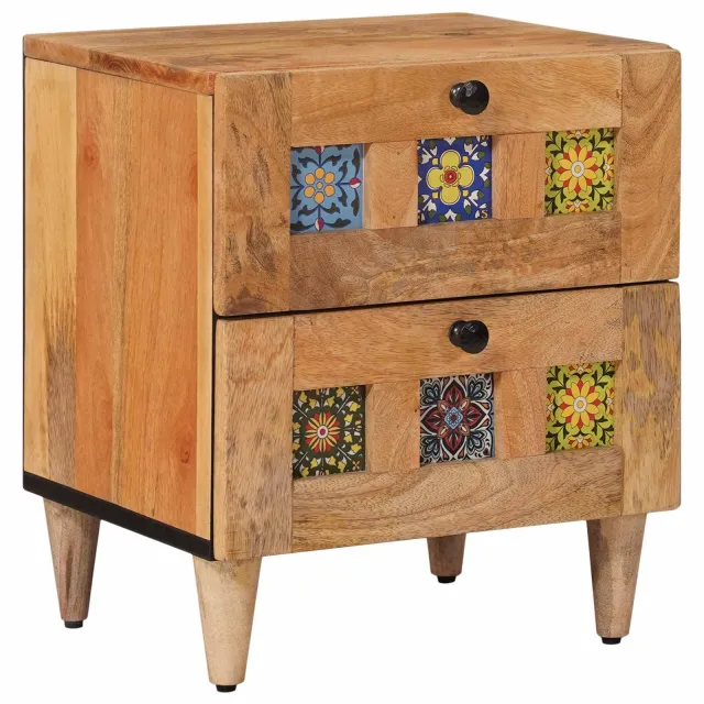 vidaXL Nachtkastje Naturel 40 x 33 x 46 cm Massief Mango Hout Bruin