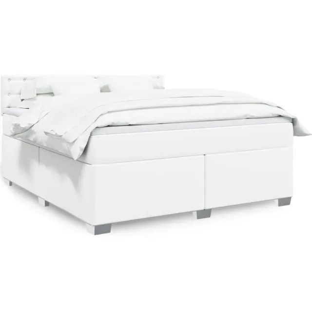 vidaXL Boxspring met matras kunstleer wit 180x200 cm