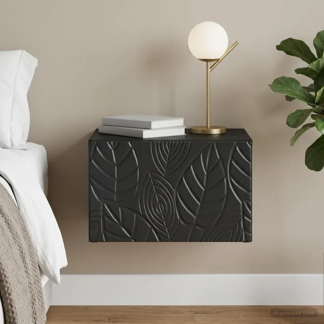 vidaXL Wandbeugel Bedkast Zwart 49 x 34,5 x 20 cm Bewerkt hout, foto 2