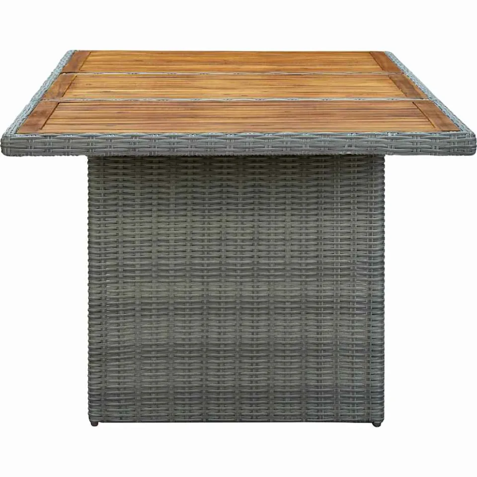 vidaXL Tuintafel poly rattan en massief acaciahout lichtgrijs grijs, foto 2