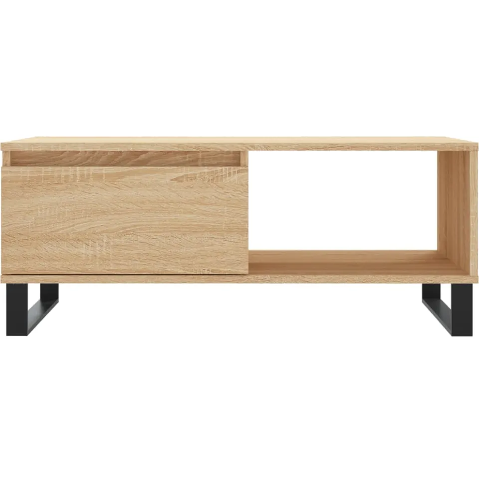 vidaXL Salontafel 90x50x36,5 cm bewerkt hout sonoma eikenkleurig Bruin