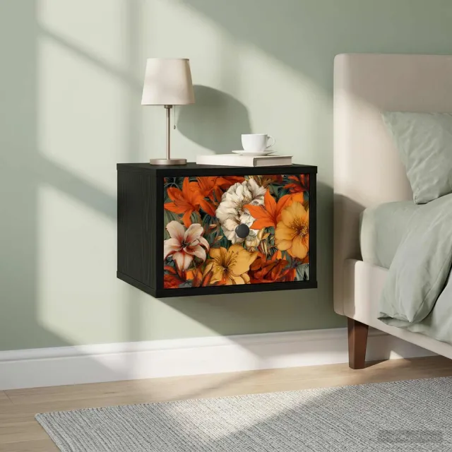 vidaXL Wandkastje GENNEP Zwart eiken 36 x 33 x 25 cm Bewerkt hout, foto 2