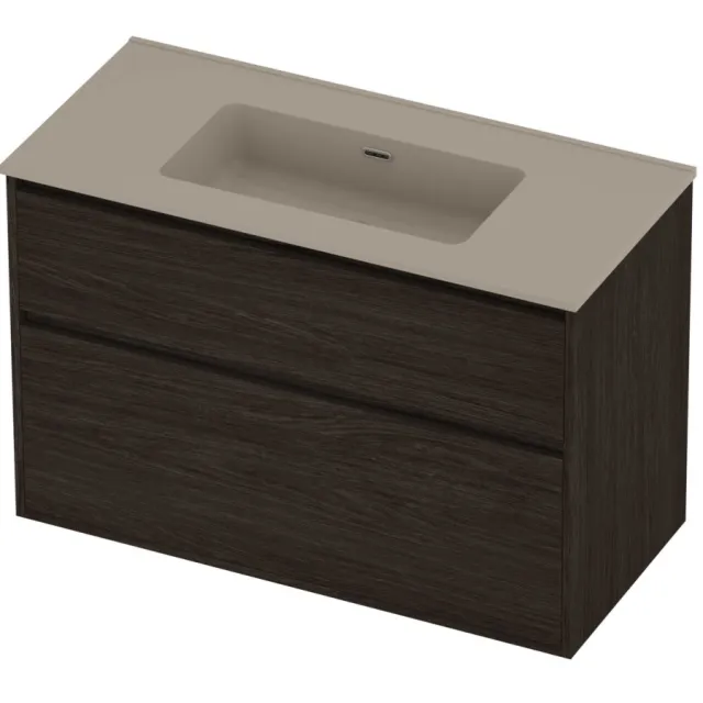 Proline Tribute Badmeubelset Porselein Elegant 100x46x67 cm Mat Crème Cotton Mokka Oak Eiken