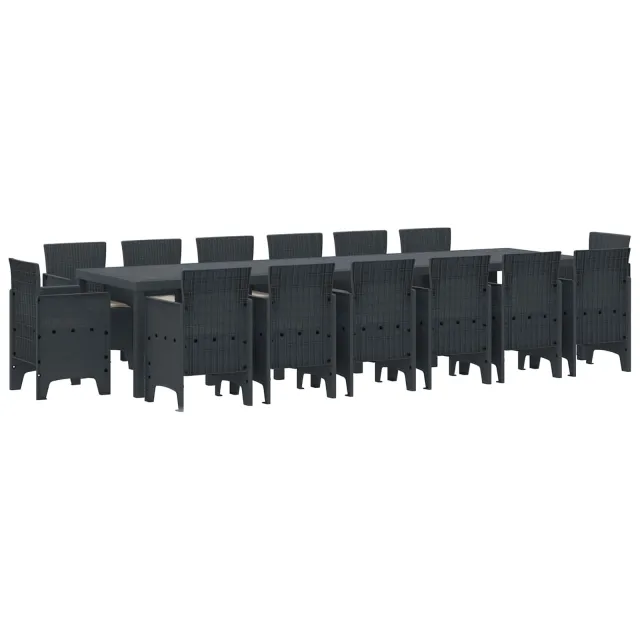 vidaXL Tuin Eetset 15 st Antraciet Polt riet Anthraciet