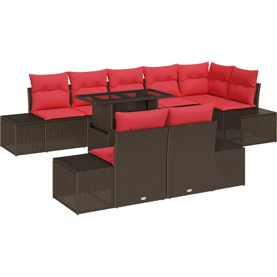 vidaXL Tuin Sofa Set 9 st Bruin poly rattan