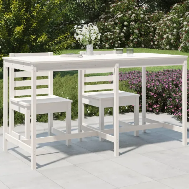 vidaXL Tuintafel 203,5x90x110 cm massief grenenhout wit, foto 2
