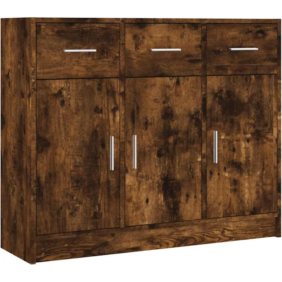 vidaXL Dressoir 91x28x75 cm bewerkt hout gerookt eikenkleurig, foto 3