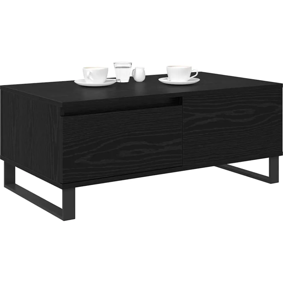 vidaXL Salontafel Zwart Eiken 90 x 50 x 36,5 cm Bewerkt hout