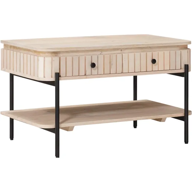 vidaXL Handgemaakte Koffietafel Wit 85 x 45 x 50 cm Massief Mango Hout