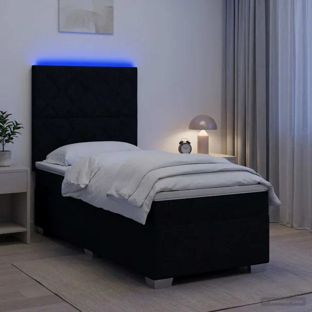 vidaXL Boxspringbed met matras met hoofdeinde Zwart 100 x 200 cm Stof