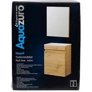 Aquazuro Fonteinmeubelset Napoli - Inclusief Wastafel En Spiegel - Softclose - Scandinavisch Eiken - 40x22x52cm, foto 2