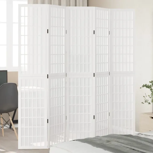 vidaXL Kamerscherm met 5 panelen massief paulowniahout wit, foto 2