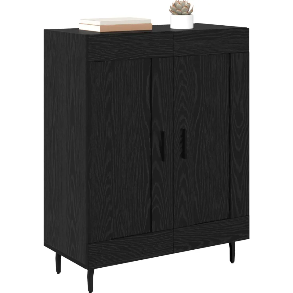 vidaXL Dressoir Zwart Eiken 69,5 x 34 x 90 cm Gemonteerd hout en ijzer