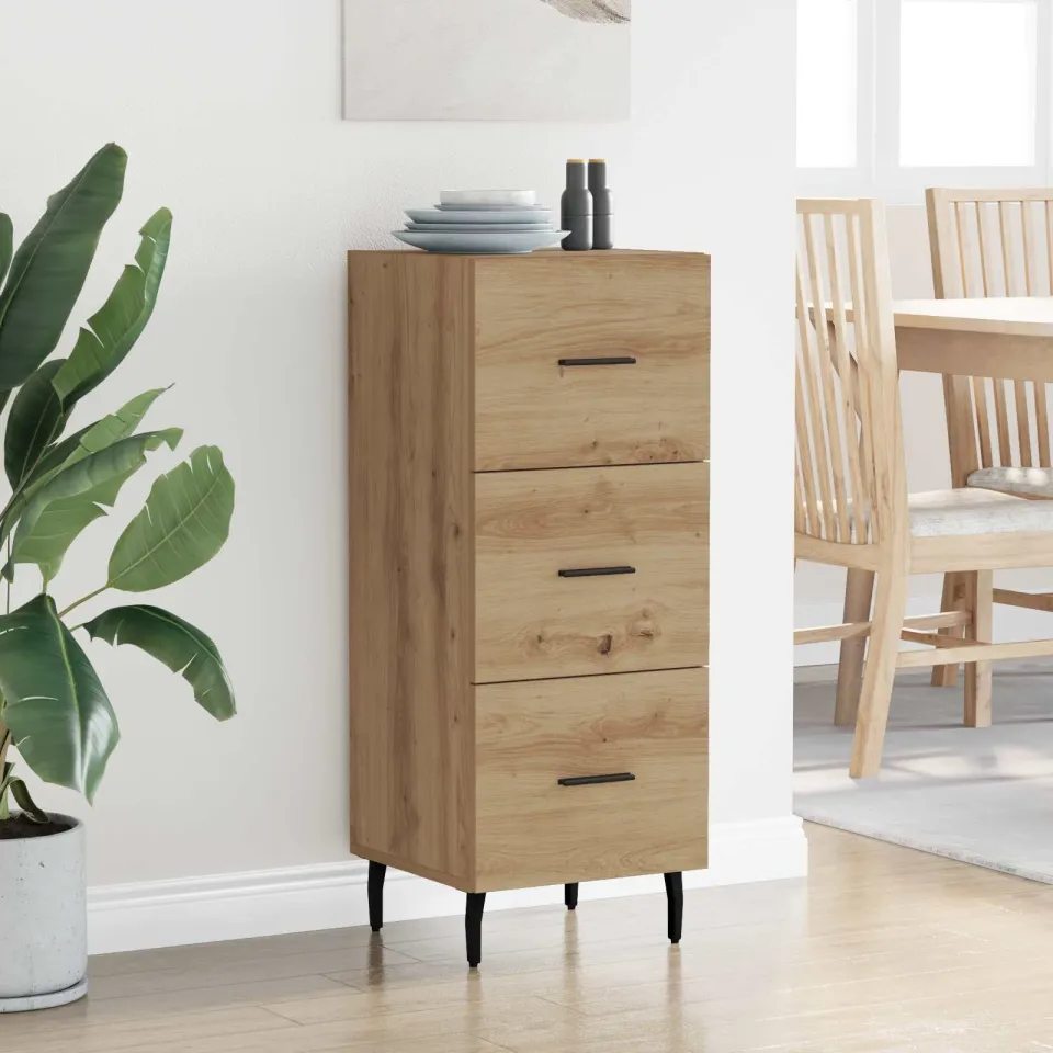 vidaXL Dressoir artisanaal eikenkleurig 34 x 34.5 x 90 cm Bewerkt hout, foto 3