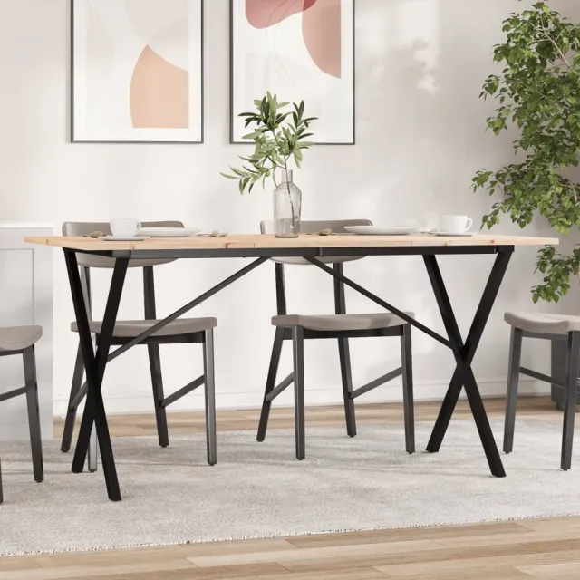 vidaXL Eettafel X-frame 160x80x75 cm massief grenenhout en staal Bruin