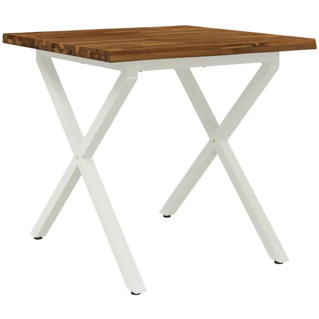 vidaXL Eettafel - met - levendige - rand - 80 - x - 80 - x - 75 - cm - Massief - Acacia - Hout Natuurlijk en Wit