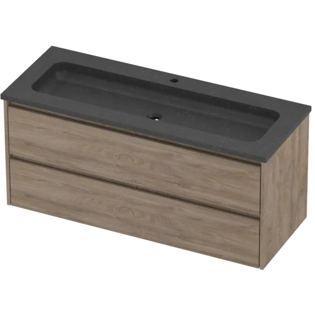 Proline Rollo Badmeubelset Hardsteen Elegant 1 Kraangat 120x46x54 cm Blue Stone Raw Oak Eiken