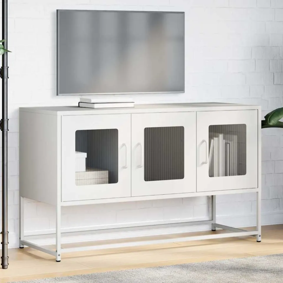 vidaXL Tv-meubel 100,5x39x60,5 cm koudgewalst staal wit, foto 2
